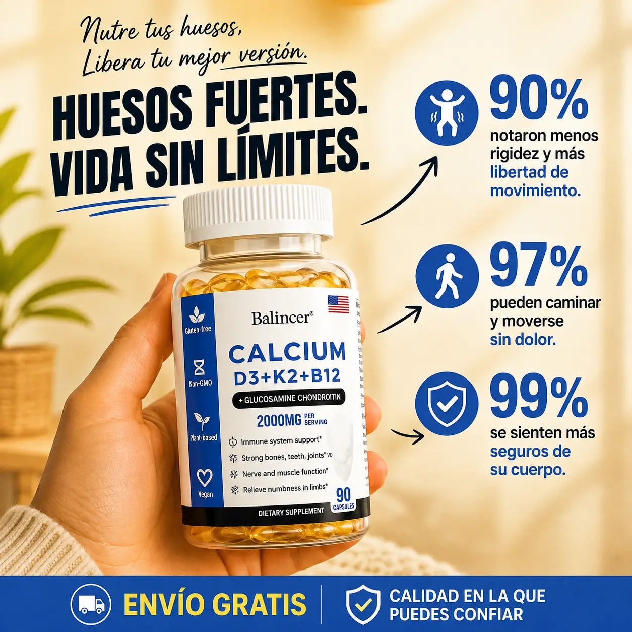 BALINCER-Suplemento de calcio D3 + K2 + B12-🎁25% OFF